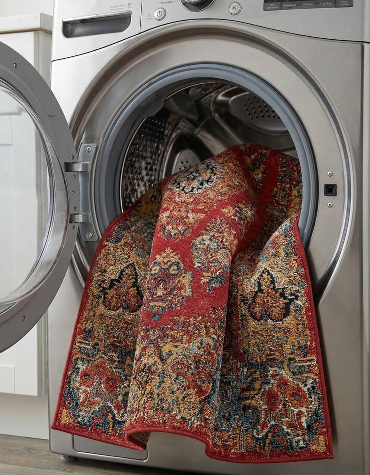 Detail image of 4' x 6'  Washable Traditional Indoor / Outdoor Rug