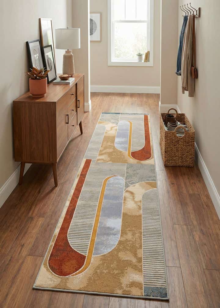 2' 7 x 12' Easy-Clean Modern Indoor / Outdoor Runner Rug