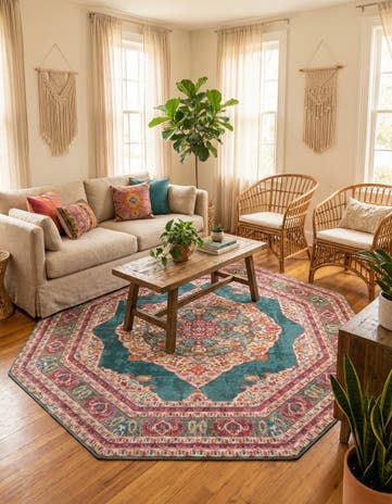 Turquoise Havana Octagon Rug