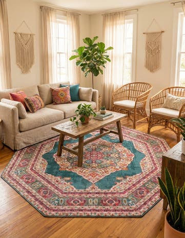 Turquoise Havana Octagon Rug
