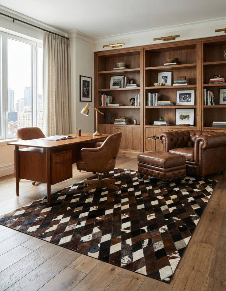 Detail image of  5' 9 x 8' 1 Cowhide - Patchwork Rug