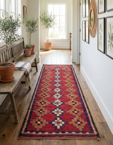 4' 2 x 7' 1 Hand Woven Kilim Fars Wool Runner Rug
