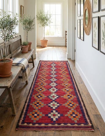 4' 2 x 7' 1 Hand Woven Kilim Fars Wool Runner Rug