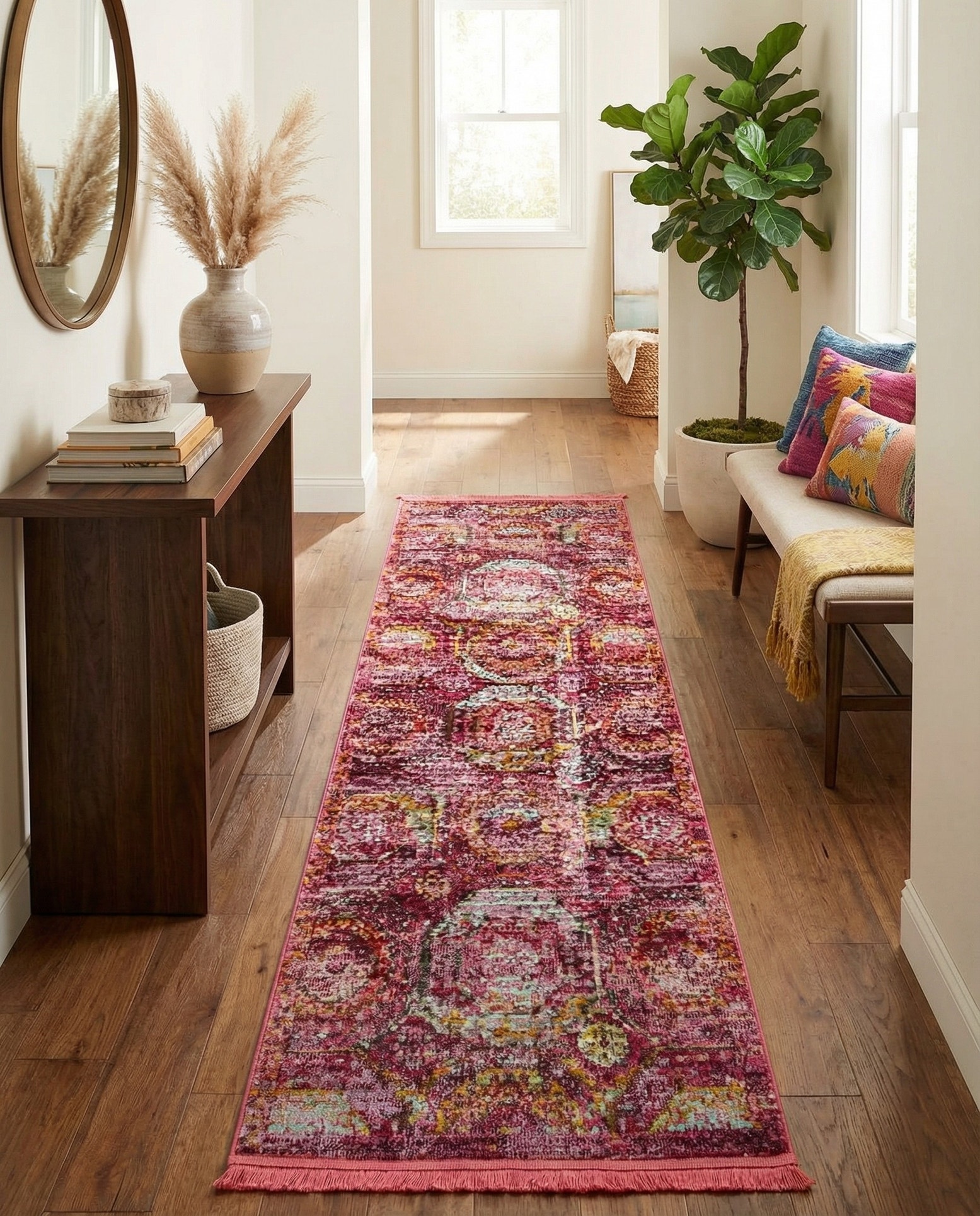 Pink Santiago Runner Rug in a room