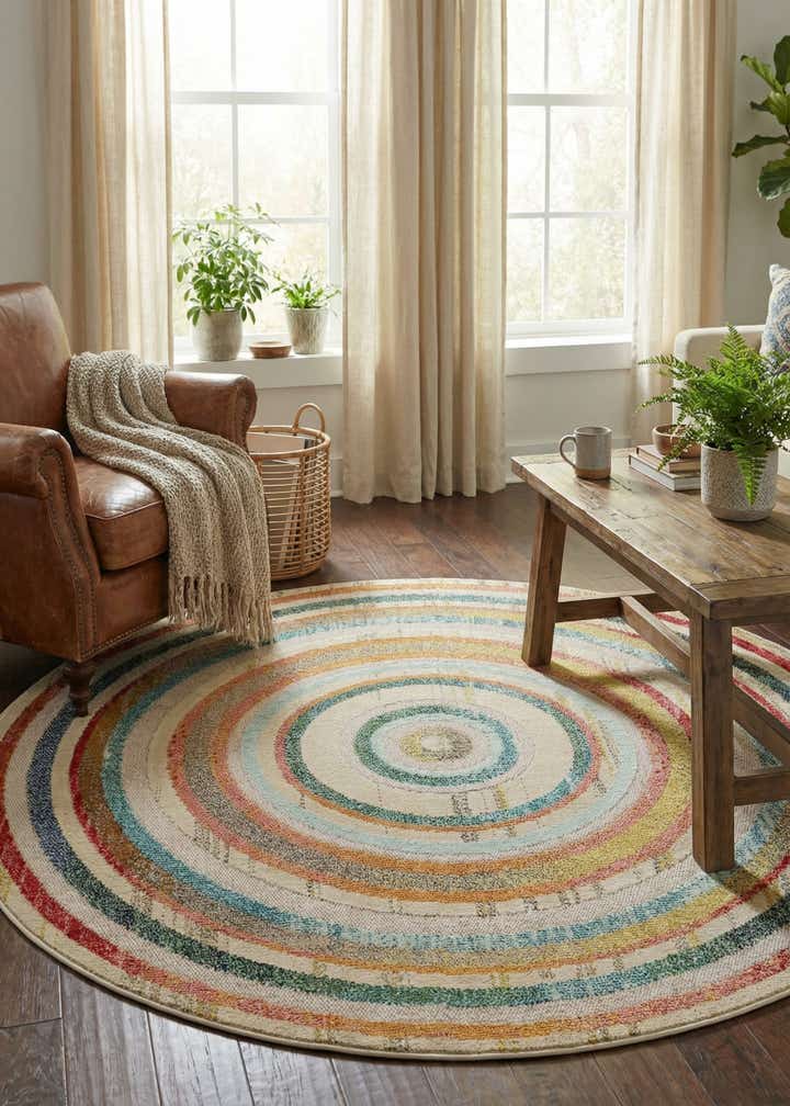 6' x 6' Easy-Clean Casablanca Indoor / Outdoor Round Rug