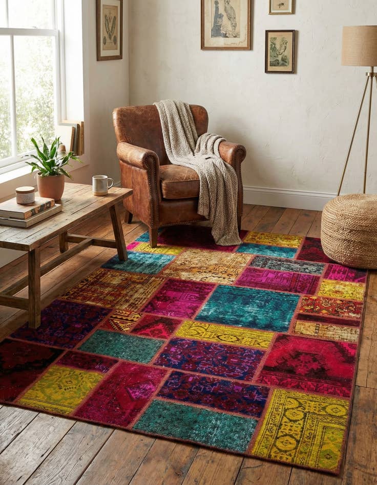 Detail image of 5' 7 x 8' Hand Knotted Ultra Vintage Persian Wool Rug
