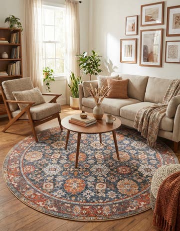 7' 10 x 7' 10 Washable Timeless Round Rug