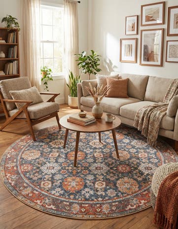 7' 10 x 7' 10 Washable Timeless Round Rug