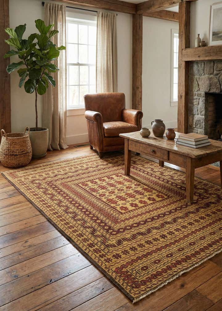 4' x 6' 4 Hand Knotted Sumak Wool Rug