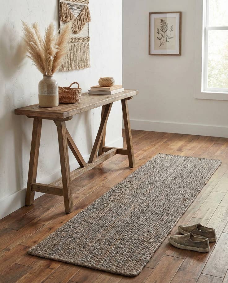 Detail image of 1' 2 x 6' 1 Handmade Braided Jute Table Runner Rug