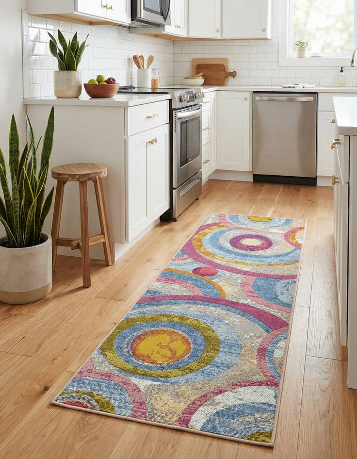 Detail image of  2' x 6'  Washable Modern Indoor / Outdoor Runner Rug