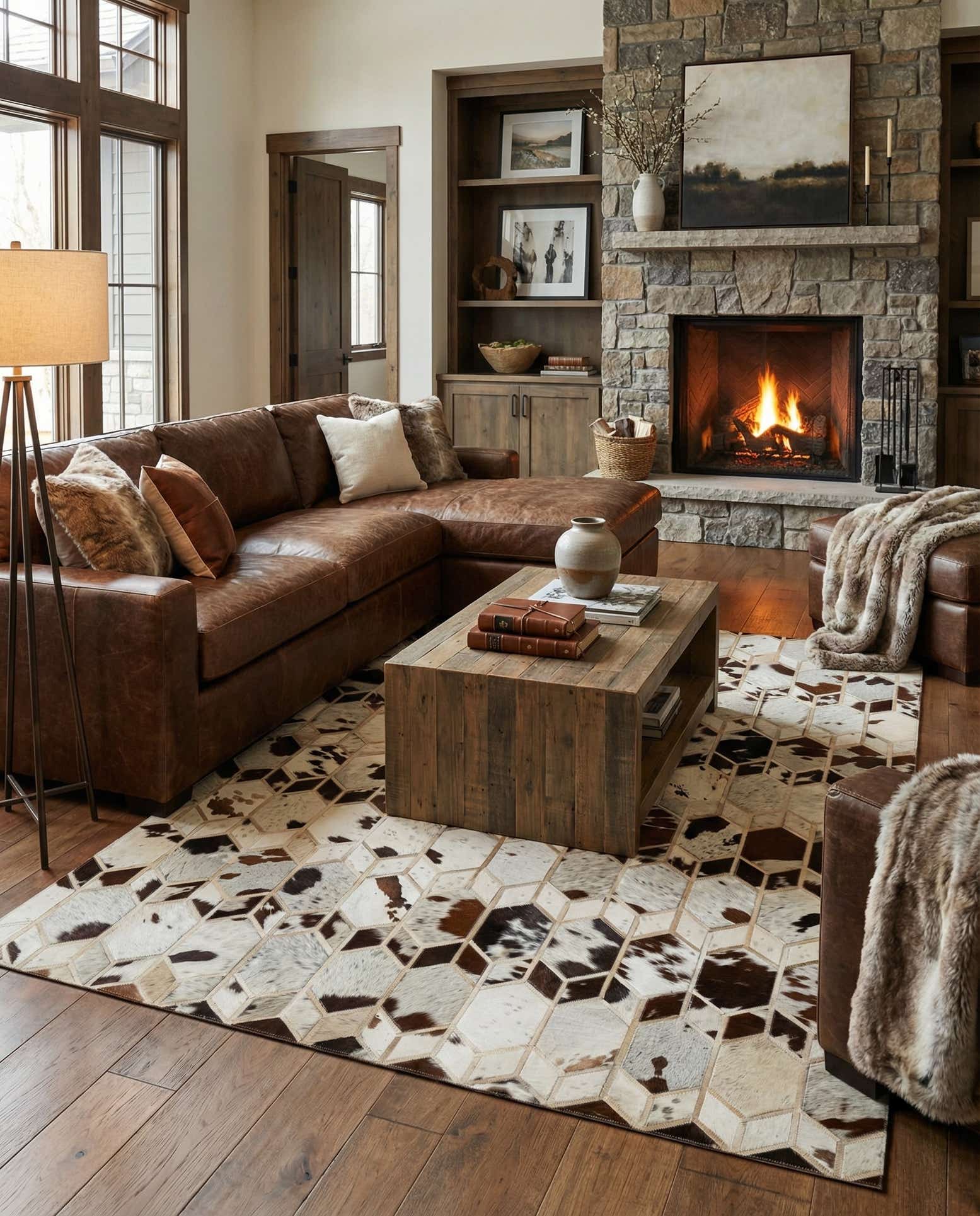 5' x 8' 2 Cowhide - Patchwork Rug