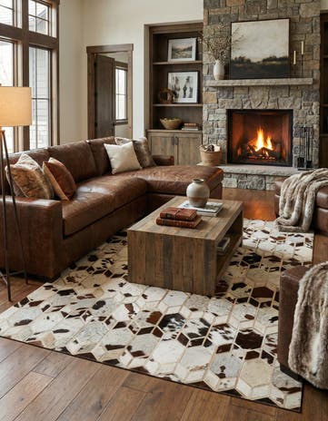 5' x 8' 2 Cowhide - Patchwork Rug