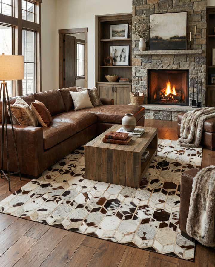5' x 8' 2 Cowhide - Patchwork Rug