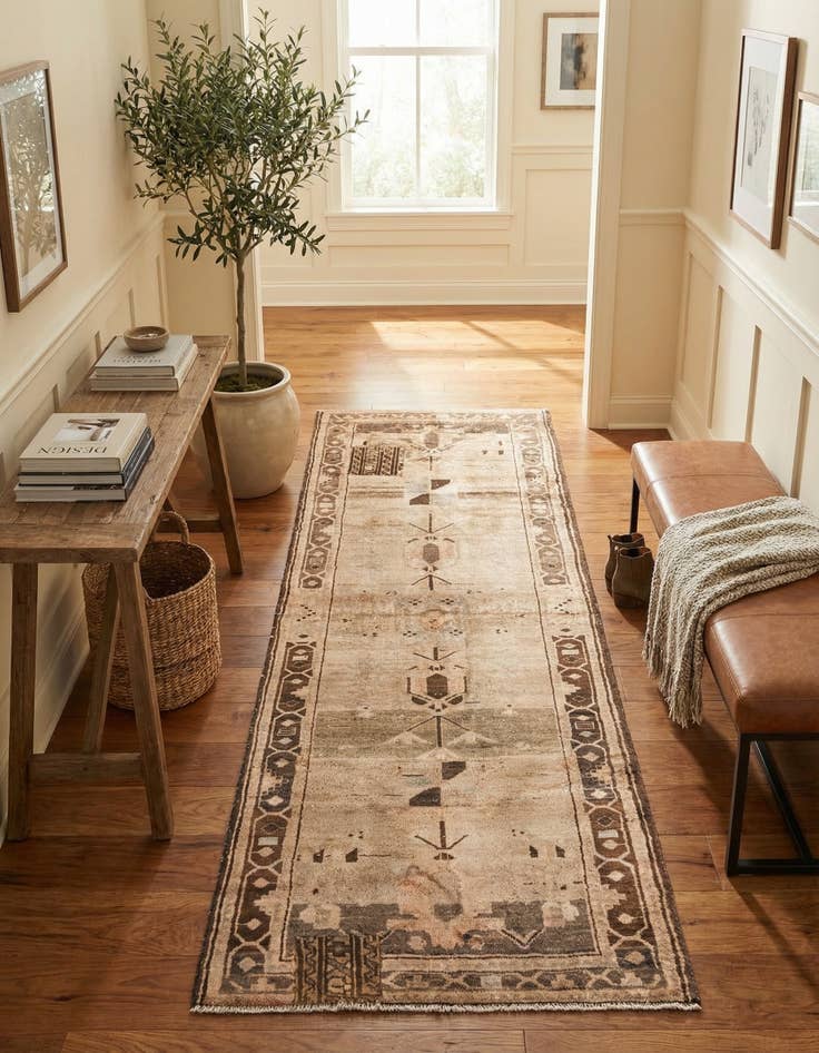 Detail image of 3' 6 x 9' 9 Hand Knotted Ultra Vintage Persian Wool Runner Rug