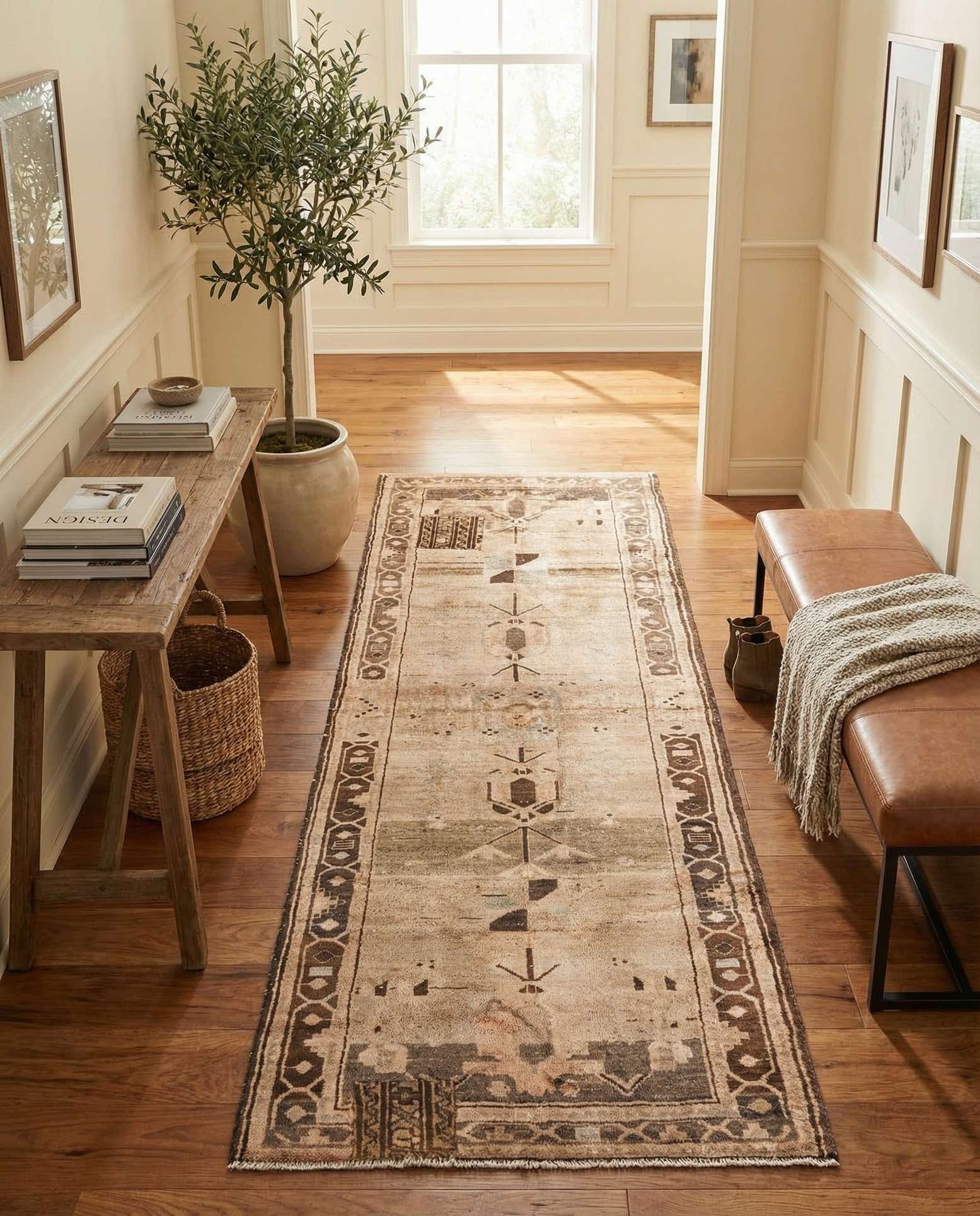 3' 6 x 9' 9 Hand Knotted Ultra Vintage Persian Wool Runner Rug