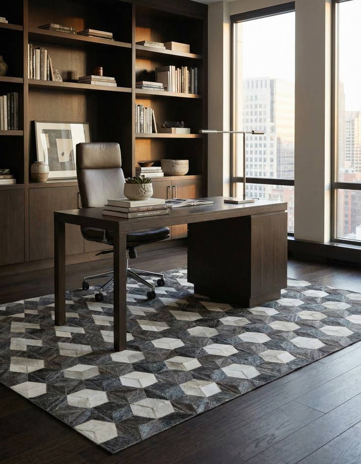 Detail image of 5' 3 x 8' Cowhide - Patchwork Rug