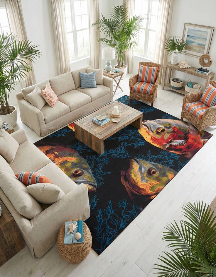 Detail image of 10' x 14'  Washable Coastal Indoor / Outdoor Rug