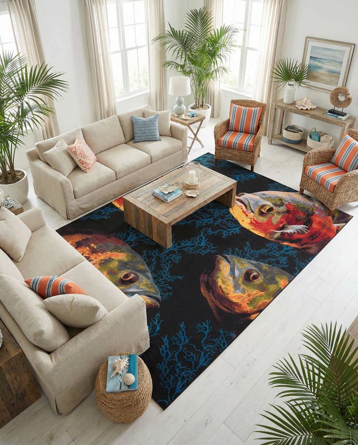 Detail image of 10' x 14' Easy-Clean Coastal Indoor / Outdoor Rug