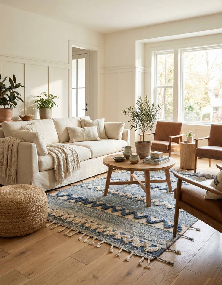 Detail image of 5' 3 x 8'  Hand Knotted Moroccan Wool Rug