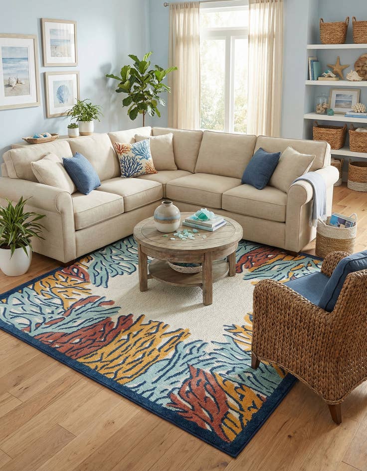 Detail image of 7' 10 x 7' 10  Washable Belize Indoor / Outdoor Square Rug