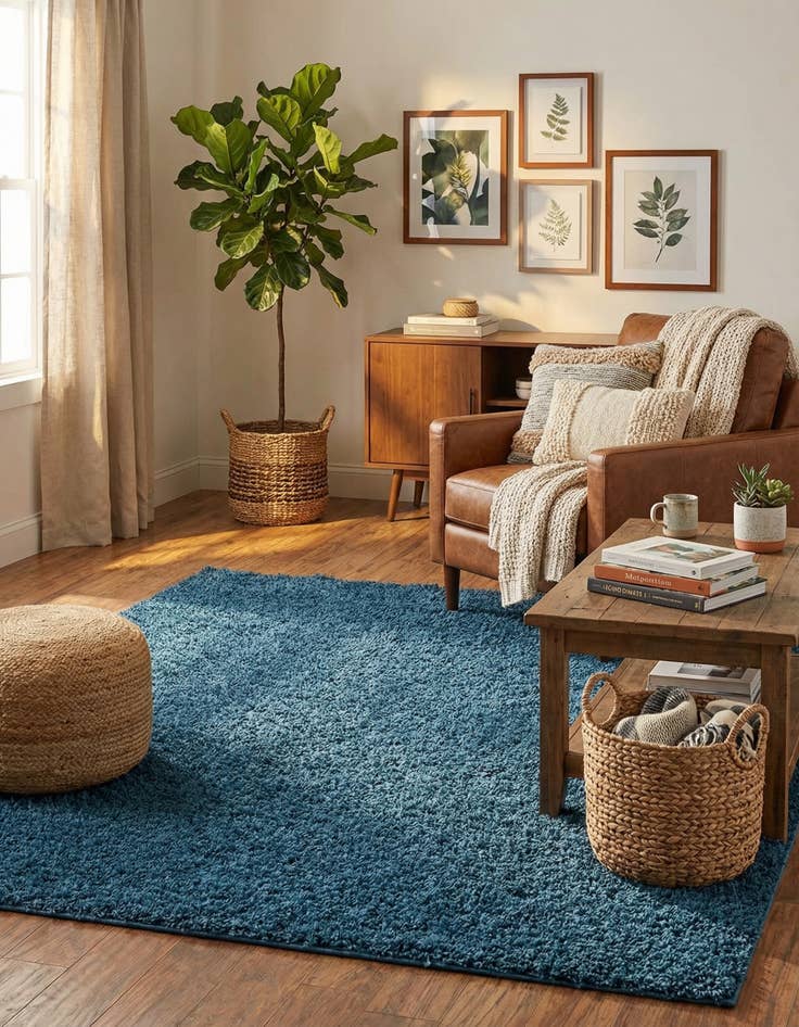 Detail image of 7' x 7' Comfort Solid Shag Square Rug