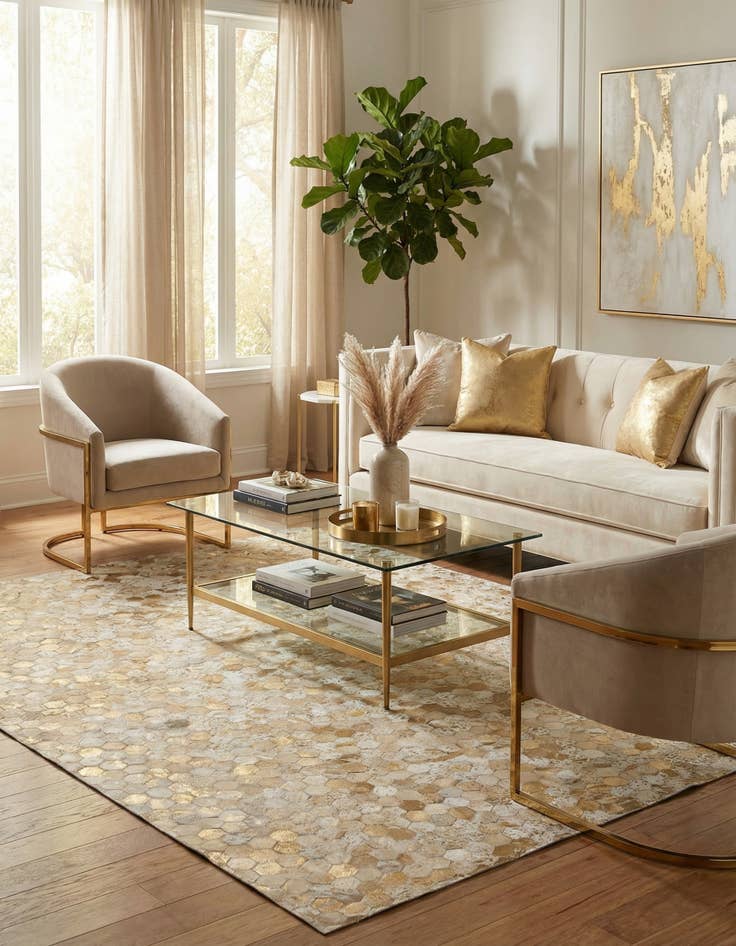 Detail image of 5' 3 x 7' 5 Cowhide Stocks Rug