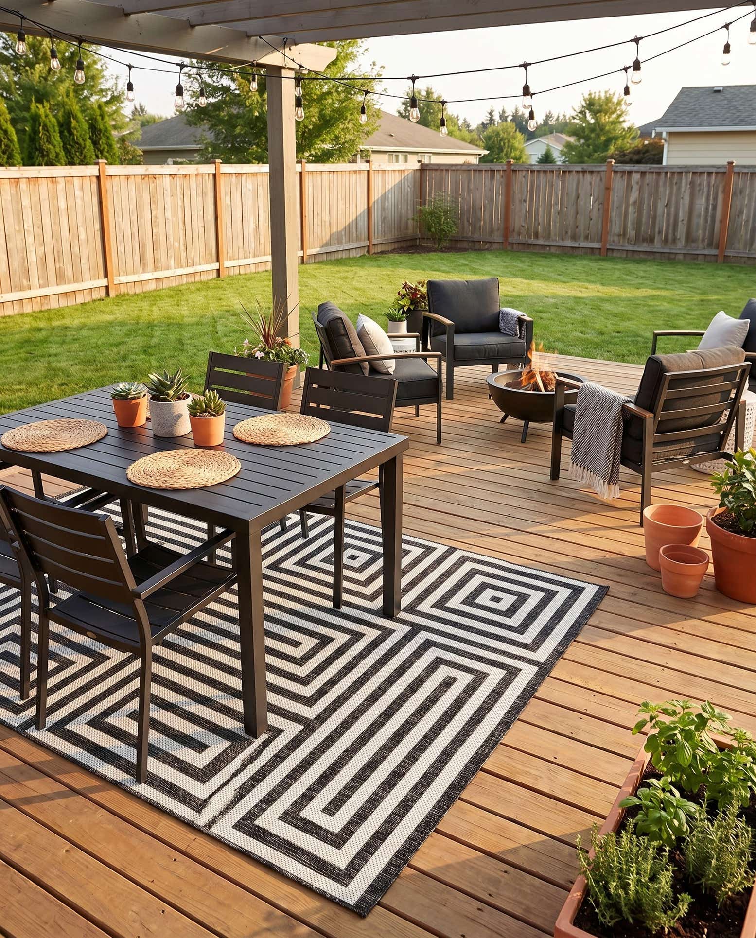 6' x 9' Easy-Clean Modern Indoor / Outdoor Rug