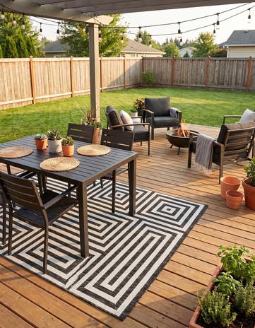6' x 9' Easy-Clean Modern Indoor / Outdoor Rug