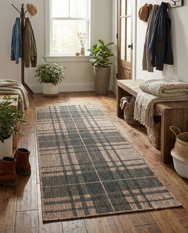 Detail image of 2' x 5' 3 Easy-Clean Checkered Indoor / Outdoor Runner Rug