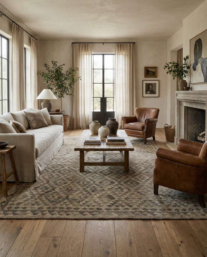 6' 6 x 9' 11 Hand Woven Kilim Maymana Wool Rug