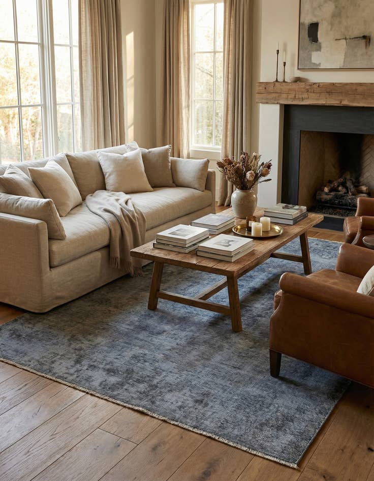 Detail image of 4' 10 x 8'  Hand Knotted Ultra Vintage Persian Wool Rug