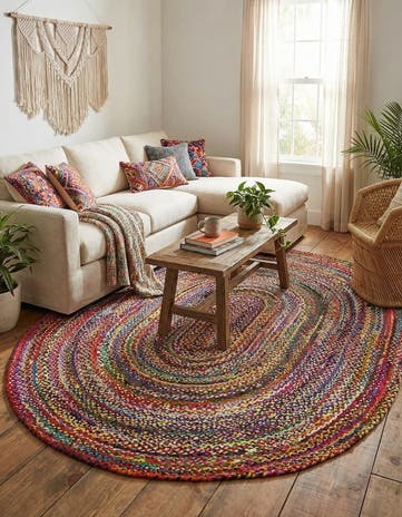 Handmade Braided Chindi Oval Rug