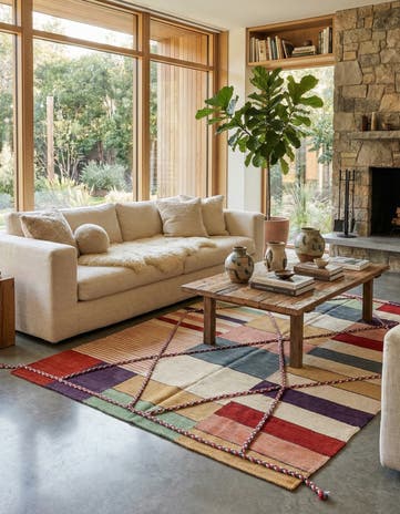 4' 8 x 6' 2 Hand Woven Kilim Modern Wool Rug