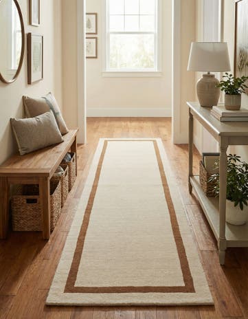 Ivory Jill Zarin Border Wool Runner Rug