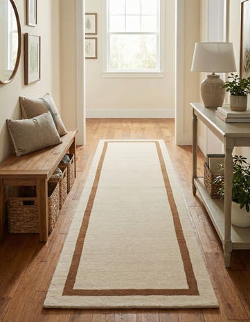 Ivory Jill Zarin Border Wool Runner Rug