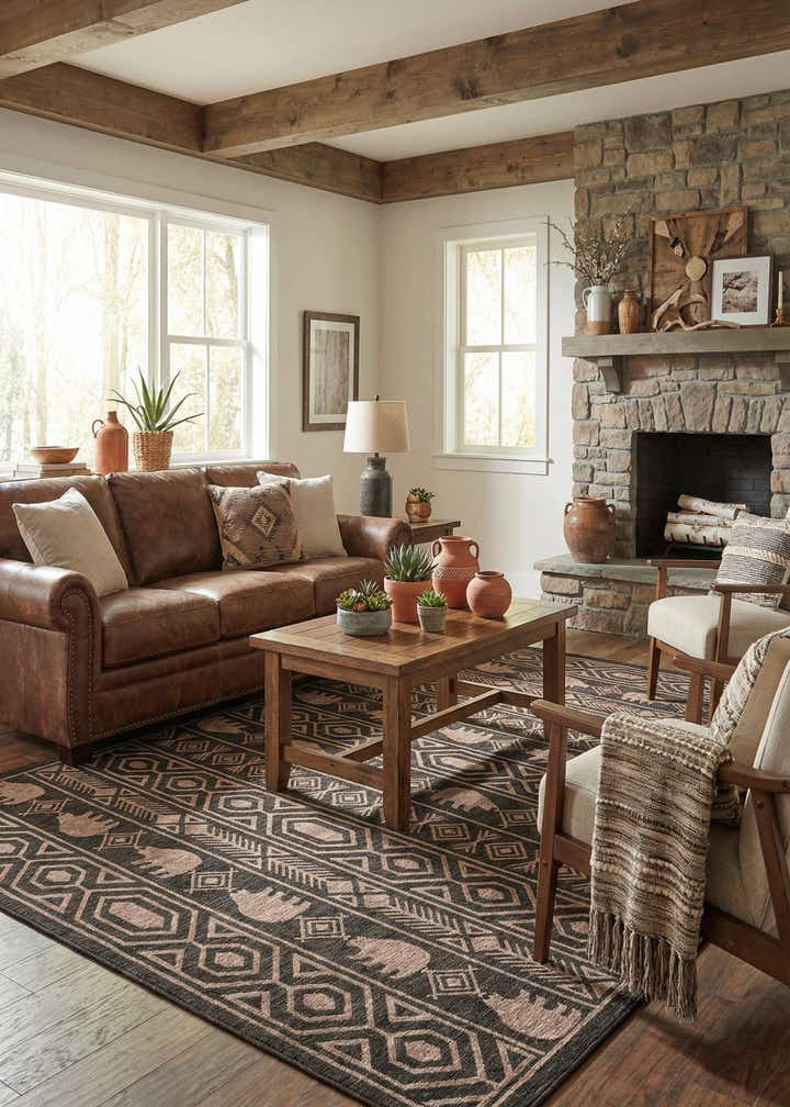 10' x 14' Easy-Clean Southwestern Indoor / Outdoor Rug