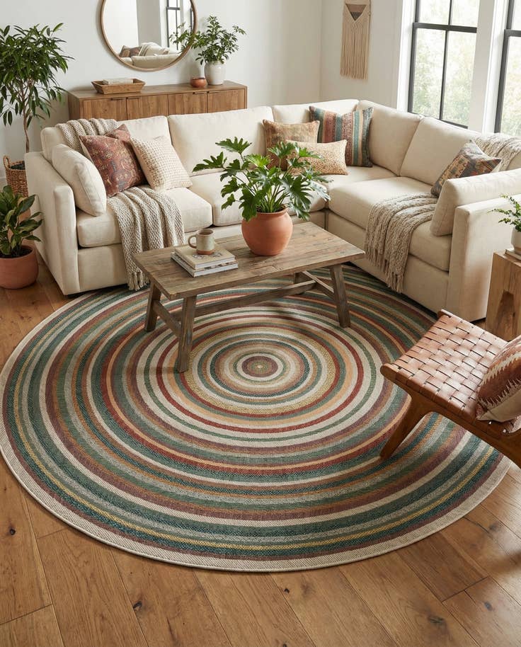 Detail image of 10' x 10' Easy-Clean Baja Indoor / Outdoor Round Rug