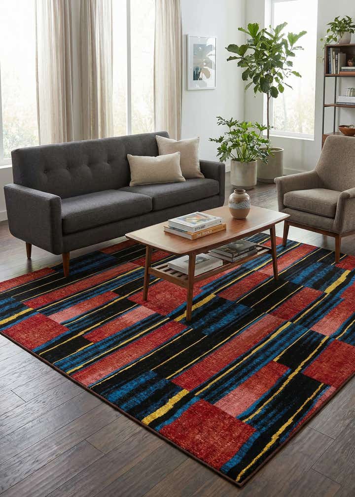 7' 10 x 7' 10 Easy-Clean Modern Indoor / Outdoor Square Rug