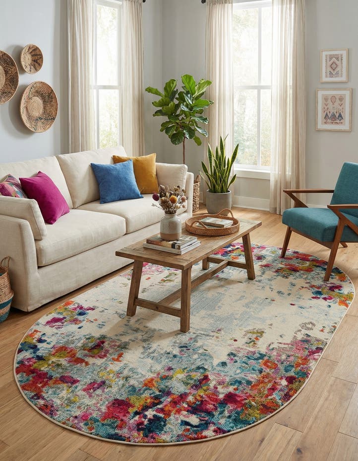 5' x 8' Washable Theia Oval Rug