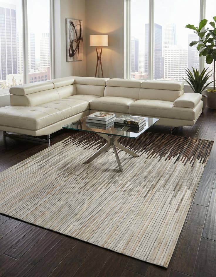 Detail image of 5' 4 x 7' 6 Cowhide Leather Rug