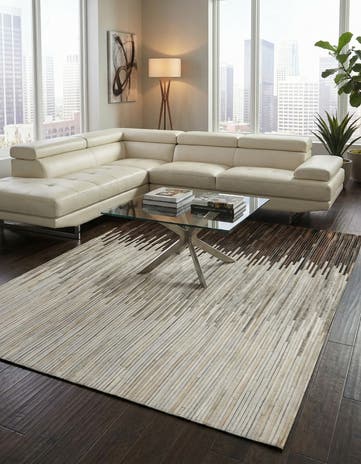 5' 4 x 7' 6 Cowhide Leather Rug