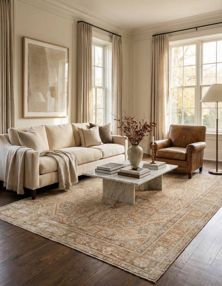 Detail image of 6' 5 x 9' 6  Hand Knotted Ultra Vintage Persian Wool Rug