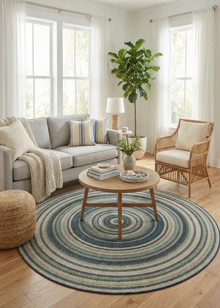 6' x 6' Easy-Clean Baja Indoor / Outdoor Round Rug