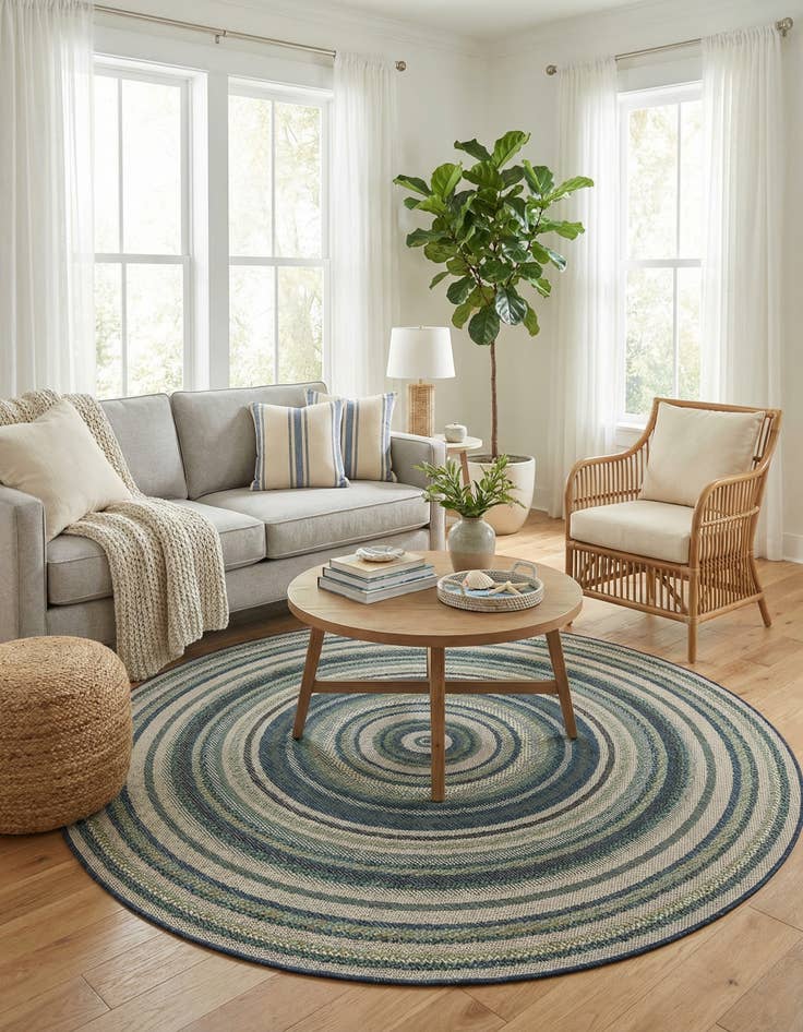 Detail image of 6' x 6'  Washable Baja Indoor / Outdoor Round Rug