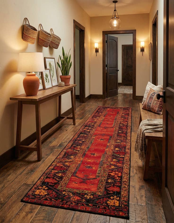 Detail image of 2' 7 x 12'  Washable Tribal Indoor / Outdoor Runner Rug