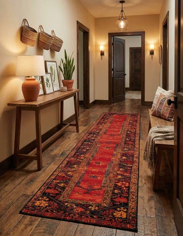 2' 7 x 12' Easy-Clean Tribal Indoor / Outdoor Runner Rug