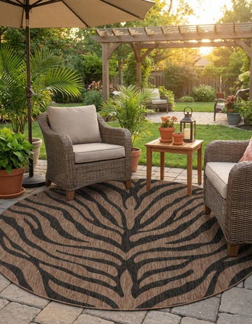 10' x 10' Easy-Clean Safari Indoor / Outdoor Round Rug