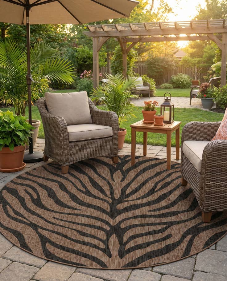 Detail image of 10' x 10' Easy-Clean Safari Indoor / Outdoor Round Rug