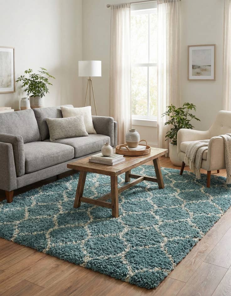 Detail image of 6' x 6' Trellis Shag Square Rug